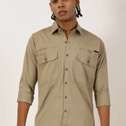 beevee Men New Fit Spread Collar Solid Cotton Casual Shirt-image-34