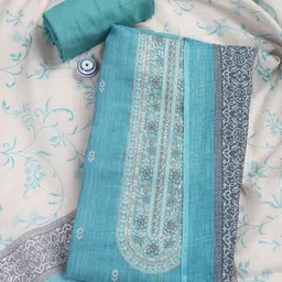 Meena Bazaar Floral Woven Design Mirror Work Unstitched Dress Material-image-63