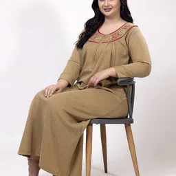 CHUI MUI Women Embroidered Thermal Maxi Nightdress-image-81