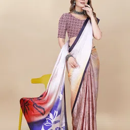 Anouk Satin Printed Saree With Blouse Piece-picture-11