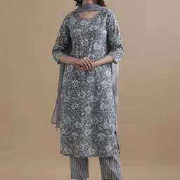 Jaipur Kurti Women Floral Embroidered Regular Thread Work Pure Cotton Kurta with Trousers & With Dupatta-38