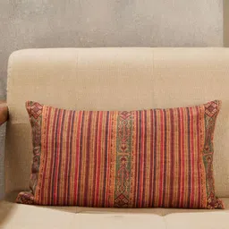 Fabindia Zhuri Brown & Beige Striped Cotton Square Cushion Cover-picture-45