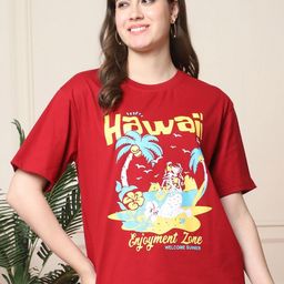 Metronaut Women Graphic Printed Round Neck Cotton Oversized T-shirt-image-98