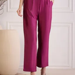 First Resort by Ramola Bachchan Women Mid-Rise Flat-Front Trousers-picture-12