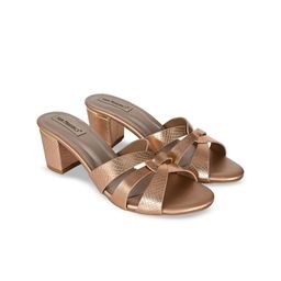 San Marino by Shoe Bank Women Textured Block Heel Metallic Sandals-18