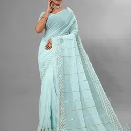 NANDKASHI Embellished Sequinned Poly Georgette Saree-picture-2
