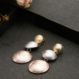 Stoln Gold Plated & Silver Circular Shaped Drop Earrings-29