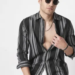VASTRADO Men Classic Slim Fit Multi Stripes Opaque Striped Casual Shirt-image-70