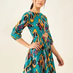 ZWERLON Print Puff Sleeve Applique Shirt Dress-picture-20
