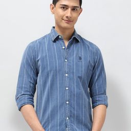 U.S. Polo Assn. Denim Co. Men Slim Fit Vertical Striped Pure Cotton Casual Shirt-picture-1