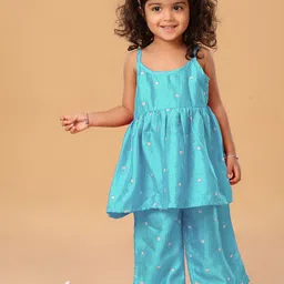 The Mini Trunk Girls Floral Printed Round Neck A-Line Kurta With Palazzos-image-80