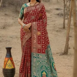 Moda Rapido Maroon Woven Design Silk Cotton Kanjeevaram Sarees-picture-30