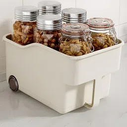 HOUSE OF QUIRK Multi Purpose Kitchen Cabinet Organizer Basket With Wheels-picture-34