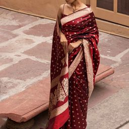 HERE&NOW Woven Design Silk Cotton Banarasi Saree-picture-37