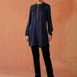 Lakshita Women Mandarin Collar Satin Tunic-picture-35