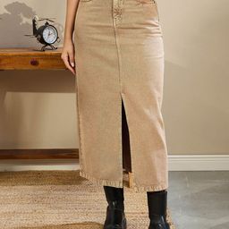 SASSAFRAS BASICS Straight Midi Slit Skirt-picture-19