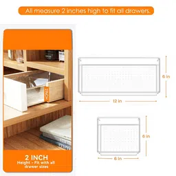 Aura Transparent Set of 6 Regular Drawer Organiser Organisers image 4