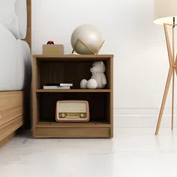 SIVOM Coffee Brown Wooden Square Bedside Table-image-11