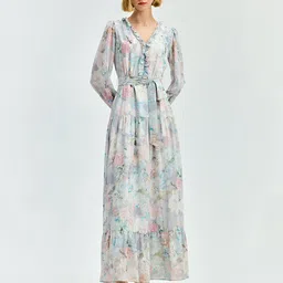 COVER STORY Floral Print Chiffon A-Line Maxi Dress-picture-42