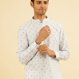Manyavar Men Geometric Printed Festive Cotton Short Kurta-picture-51