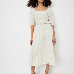 Max Women Self Design A-Line Midi Dress with Belt-picture-8
