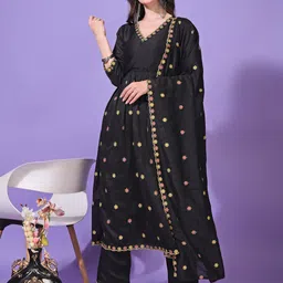 KALINI Women Ethnic Motifs Embroidered Regular Kurta with Palazzos & With Dupatta-image-76
