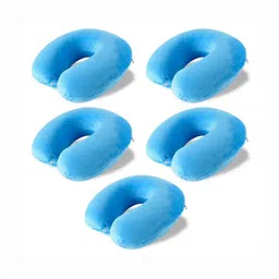 Aura Blue Set of 5 Memory Foam Filled Cotton Travel Pillow-image-96