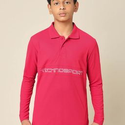 Technosport Boys Typography Printed Polo Collar Slim Fit T-shirt-image-21