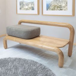 Sujan Carnival Funiture Brown & Grey Ash Wood Curved Bench-43