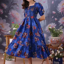 STARWORD Floral Printed Square Neck Fit & Flare Dress-image-54