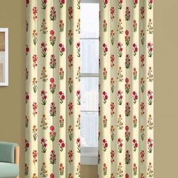 Steve & Anderson Bharat Motifs Olive Green & Red 2 Pieces Regular Door Curtain (7 Feet)-6