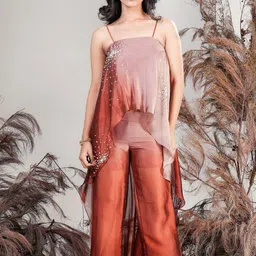 RIRASA Ombre Shoulder Strap Neck Top With Trouser Co-Ords-image-46