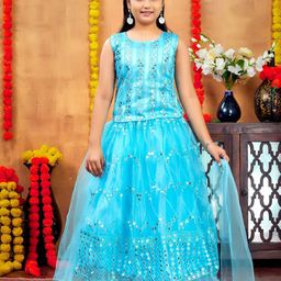 BAESD Girls Embroidered Sequinned Ready to Wear Lehenga & Blouse With Dupatta-picture-22