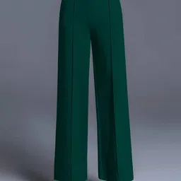 SWADESI STUFF Women Relaxed Straight Fit Easy Wash Pleated Cotton Wide Leg Trousers-image-90