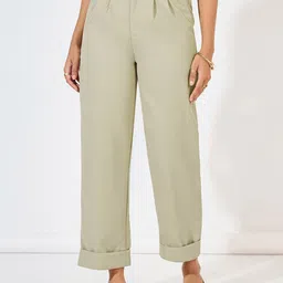 Styli Women High Rise Turn-Up Hem Ankle Length Pants-63