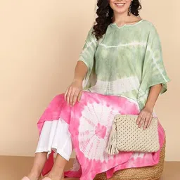 CORSICA Women Tie and Dye Dyed Kaftan kurta-image-67