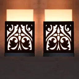 Gojeeva Black & White 2 Pieces Textured Contemporary Wooden Rectangle Shaped Wall Lamp-30