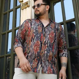 Instafab Plus Men Comfort Abstract Printed Plus Size Casual Shirt-image-44