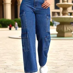 Glossia Women Comfort Wide Leg High-Rise Stretchable Jeans-picture-26