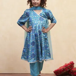 Biba Girls Ethnic Motifs Printed A-Line Kurta With Trouser And Dupatta-picture-35