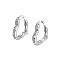 Bling Queen Silver-Plated Cubic Zirconia Studded Heart Shaped Hoop Earrings-25