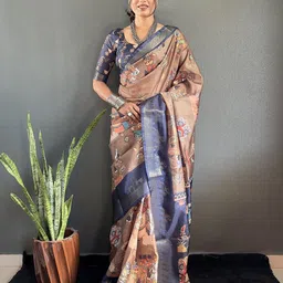 KALINI Kalamkari Zari Kanjeevaram Saree-image-65