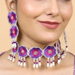 Tipsy closet Women Pink Jewellery Set-image-10