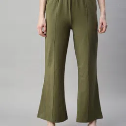 De Moza Women Flared Cotton Wide Leg Trousers-picture-39