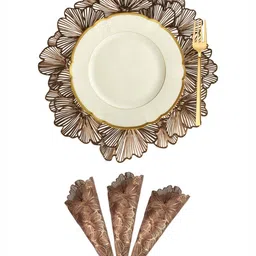 Aura Copper-Toned 4 Pieces Floral Textured Table Placemats-42