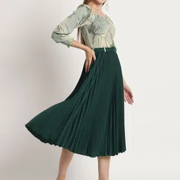 ZWERLON Abstract Printed Square Neck Fit & Flare Midi Dress image 2