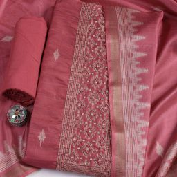 Meena Bazaar Floral Woven Design Beads & Stones Unstitched Dress Material-image-37