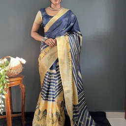 DIVASTRI Kanjeevaram Silk Kalamkari Print Saree With Unstitched Blouse Piece-image-72