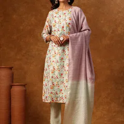 Anouk Women Floral Printed Regular Sequinned Kurta with Trousers & With Dupatta-15