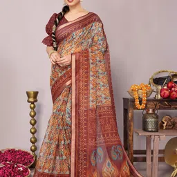 KALINI Ethnic Motifs Zari Ikat Saree-picture-11